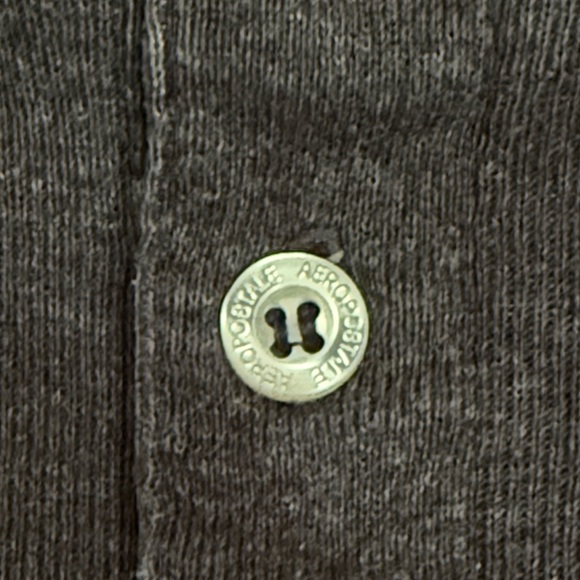 Aeropostale Men's Dark Gray Long Sleeve Henley Shirt - Picture 3 of 3